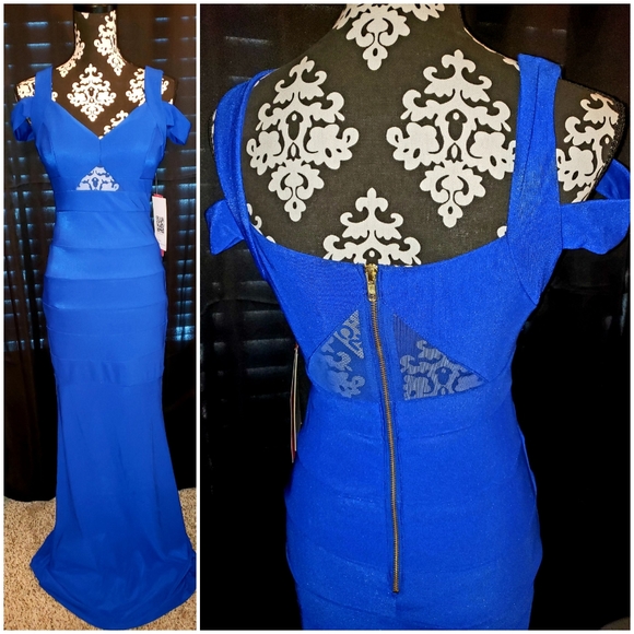 Emerald Sundae Royal Blue Women's Fitted Gown - Picture 1 of 7